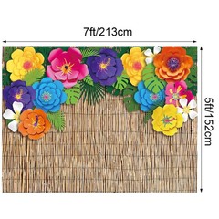 VitalCozy 7x5ft Fabric Hawaiian Beach Photography Backdrop Aloha Luau Party D…