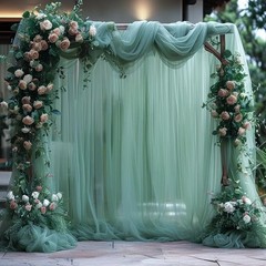 Mesh Gauze Backdrop Curtain Wedding Party Photo Decor