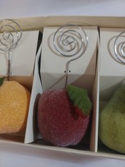 Pier One Sugared Fruit (Apple,Pear,Lemon)Photo/Place Card Holders (Set Of 3)