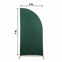 7 ft x 3 ft HUNTER GREEN Matte Fitted Spandex Half Moon Arch Stand Cover Wedding