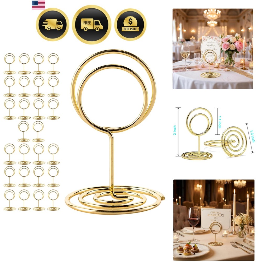 26 Pieces Gold Table Number Holders – Place Card Holders & Table Number Stand…