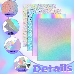 24 Sheets Holographic Cardstock 8.5 x 11, 250gsm/92lb Metallic Cardstock…