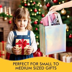 15 Pcs Glossy Gift Bags Medium Size, 8x4x10 1 count (Pack of 15) Iridescent