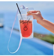 Ginger Ray The Bride Hen Party Cocktail Drink Pouch with Straw and Lanyard