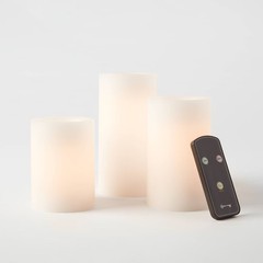 3pk 6″ x 3″ LED Flameless Black Wick Candles White – Threshold