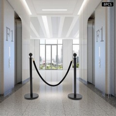 Crowd Control Barriers, Stanchion Posts with Ball Top – Durable Steel Set