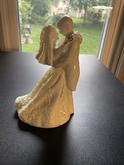 Porcelain Bride and Groom Cake Topper 7 In Cream Color Wedding Cake Topper Gift