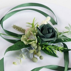 Bridal Flower Set Wrist Corsage and Boutonniere Set for Themed Special Occasion