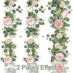 Artificial Flower Garlands Eucalyptus Garlands with Flowers 4PCS Light Pink