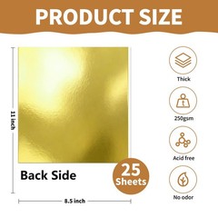 25 Sheets Metallic Gold Cardstock Paper 8.5 x 11 25 Sheets,