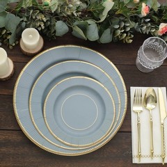 DUSTY BLUE 25 Round 13″ PAPER CHARGER PLATES Metallic Rim Party Events Tableware