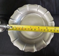 Martha Stewart Satin Pewter Pillar Candle Stands Set of 2 Fluted Pedestal Metal