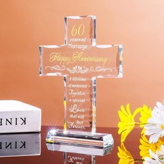 YWHL 60th Anniversary Cross Gifts for Couple Parents, 60 7.7″L x 5.4″W, Clear