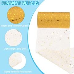 Tulle Fabric Rolls 6″ by 50 Yards Fabric Spool Tulle for DIY, Gold