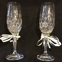 Pair Of Glass Champagne Flutes (2) Used