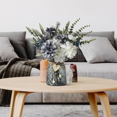Fake Flowers in Vase,Faux Flowers in Vase,Table Centerpieces for Dining Blue