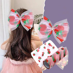 6 Inch X 10 Yards (30 Feet) Shiny Strawberry Tulle Rolls Mesh Shiny Fabric Ribbo