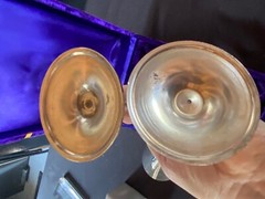 Silver Plated Champagne Flutes X 2, Purple Velvet Box