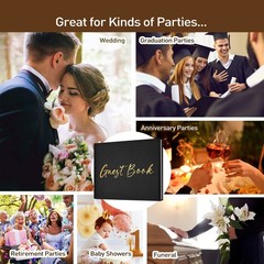JUBTIC Black Guest Book for Graduation Party Sign in with