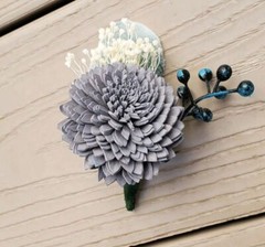 Navy Gray Sola Wood Flower Bridal Cascade Bouquet Wedding Artificial Bridesmaid