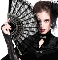 2Pcs Lace Folding Fan Handheld Bamboo Hand Fans with White Lotus black, white