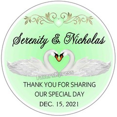 MINT GREEN WEDDING FAVOR STICKERS THANK YOU LABELS BRIDAL SWANS