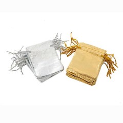 50pcs Gold Gift Drawstring Bags Pouches For Jewelry Organizers Candy Package