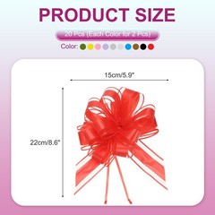 20 Pcs Large Pull Bow Gift Wrapping, 9 Inch Ribbon Organza 10 Color Bows
