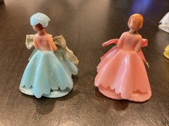 Vintage 1950s Wedding Cake Topper Bride Groom & 4 Bridesmaids