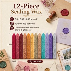 12 Pieces Sealing Wax Sticks with Wicks for Letter Seal Wax Stamp,Wedding Invita
