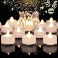 24pcs Battery Operated Tea Lights with 24-Pack Warm White Light, White Shell