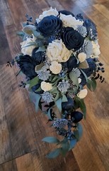Dusty Blue Bridal Bouquet Navy Sola Wood Wedding Flowers Eucalyptus Bridesmaid