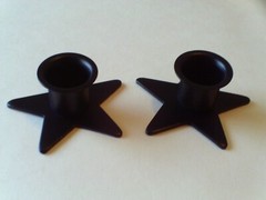 NEW STAR Taper Candle Holders BLACK Set of 2 Western Rustic Craft Americana