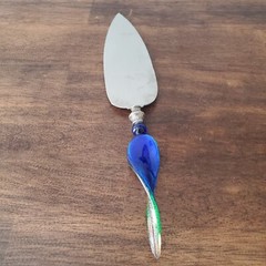 STAINLESS CAKE KNIFE Acrylic Lucite Art Handle Abstract