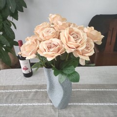 ATFL 12 Pcs Fall Silk Champagne Roses，Flower Diameter 4 »,Artificial Ros
