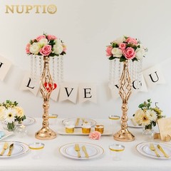 NUPTIO 2 Pcs Crystal Flower Stand Wedding Centerpieces for Tables, 21.7in/55c…