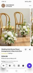 Ling’s Moment Wedding Aisle Runner Flower Arrangements May Lily & Olive 4pc