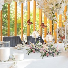 12 Pack 12» Metal Floral Hoop Centerpieces Set W/ Wooden Stand Hanging Candle