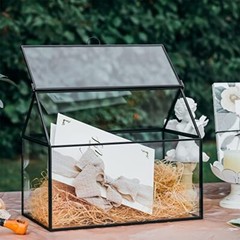 Black Glass Cards Box with lid for Wedding, Birthday, Party Reception – 10.2x…