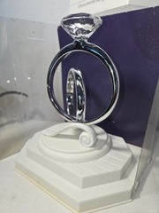 WILTON 2 Ring Cake Topper Silver-tone Engagement BLING/ Plain Band Rings on Ivor
