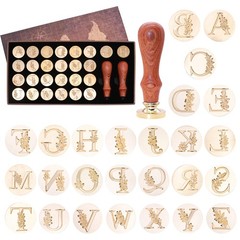 SWANGSA Initial Alphabet Wax Seal Stamp Kit, Vintage Botanical Leaves 26 Lett…