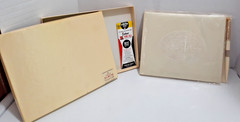Vintage Hallmark Ivory Satin Wedding Guest Book Embossed Basket of Flowers w/Pen