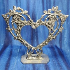 Rose Heart Wedding Cake Topper Pewter Figurine Fellowship Foundry US Made *NEW*