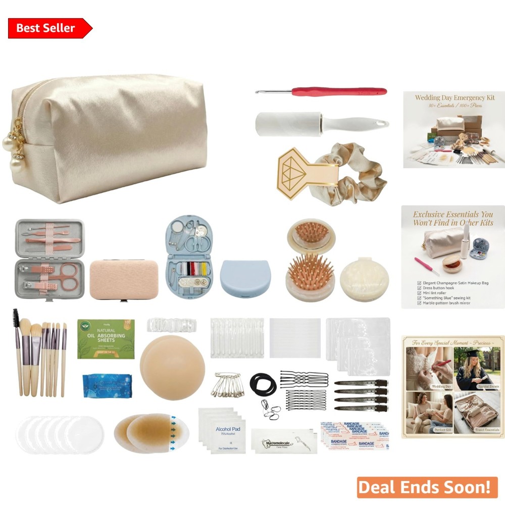 Wedding Emergency Kit for Brides, Champagne White, 100+ Pieces, All-in-One