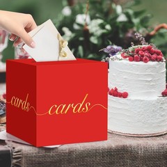 Red Card Box Gold Foil Slot Receiving Money Wedding Birthday Anniversary