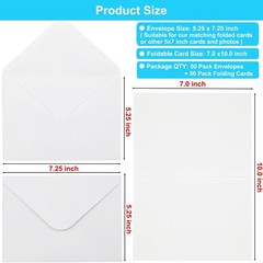Blank Cards and Envelopes 5×7 inches, 50 Pack White Blank Note Cards Greeting…