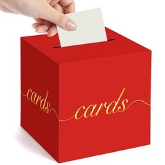 Red Card Box Gold Foil Slot Receiving Money Wedding Birthday Anniversary