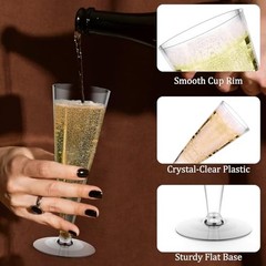 Plastic Champagne Flutes Disposable Wine Glasses – Pack of 1(40 Count) Clear