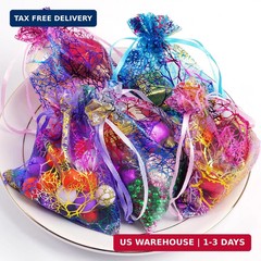 Marrywindix 100pcs Organza Drawstring Pouches Jewelry bags, Candy Pouch Chocorat