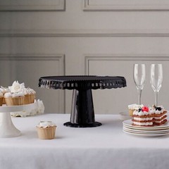 4 Round 13 in Plastic CUPCAKE STANDS Dessert Pedestals Scalloped Edges Party